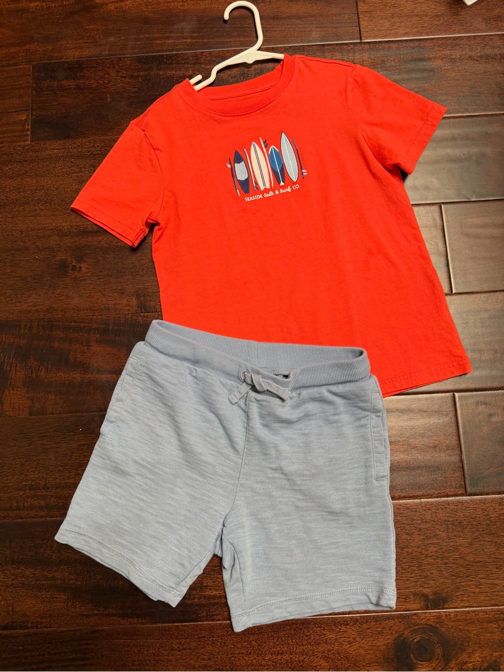 Janie and Jack orange Tee with Light Blue Shorts boys Matching Set size 7